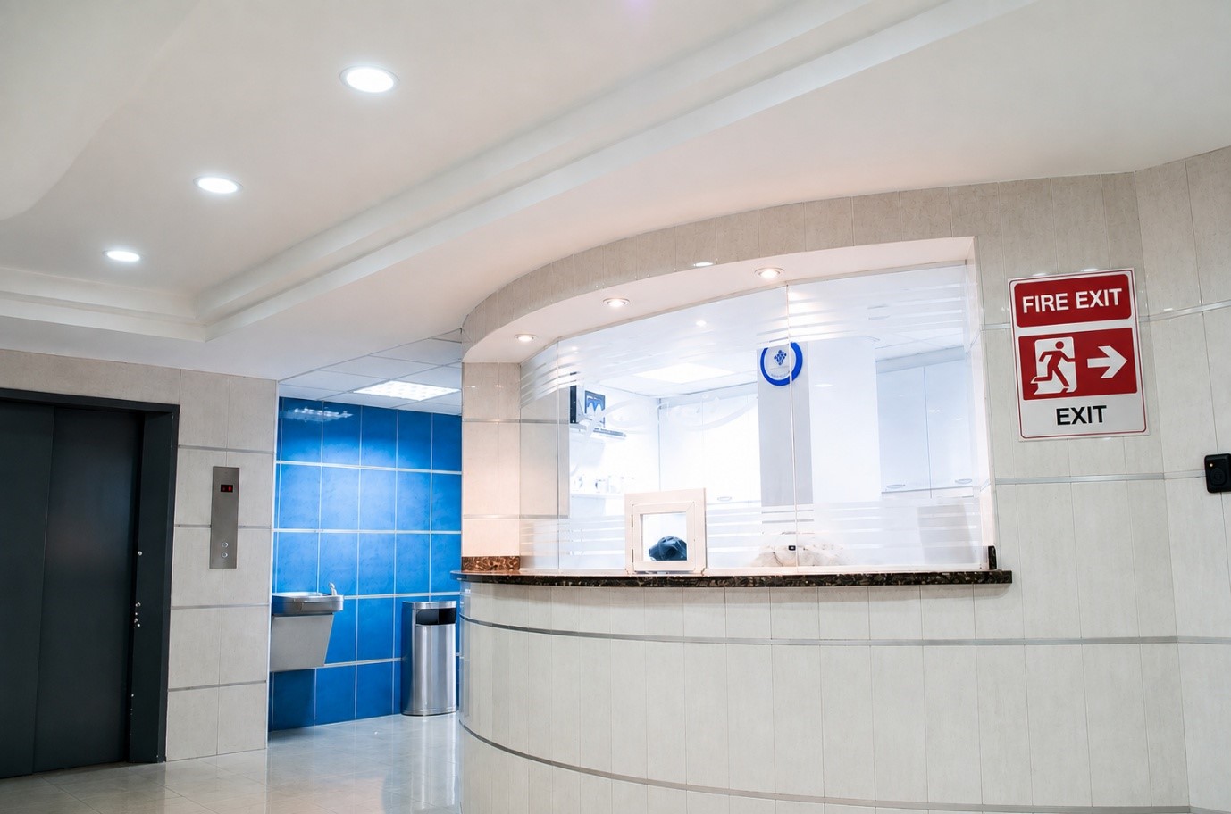 Modern hospital reception room